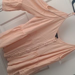 Light Pink Off-shoulder Baby Doll Blouse Perfect for Easter !